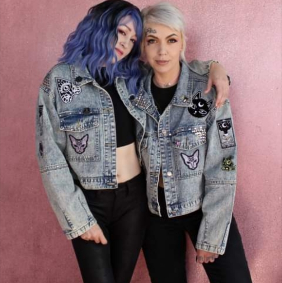 SOLD @MARKET!  Lucipurr pt 2! Custom witchy kitty denim jacket! - Picture 15 of 15